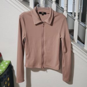 Papaya tan zip up shirt